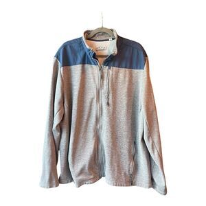 ORVIS Bonded Mesh Full Zip Long‎ Sleeve Color Block Jacket Gray Blue Size XXL